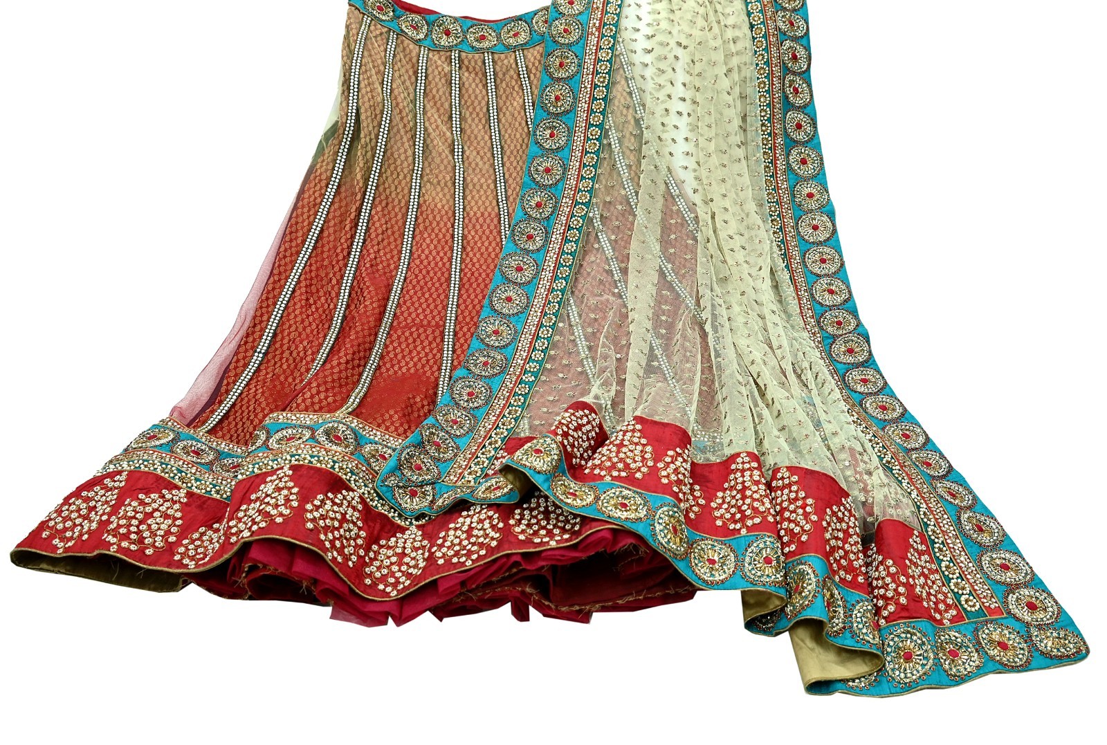 Heavy Wedding Net/Mesh Hand Embroidered Lehenga 3pcs Set Designer Anamika Khanna
