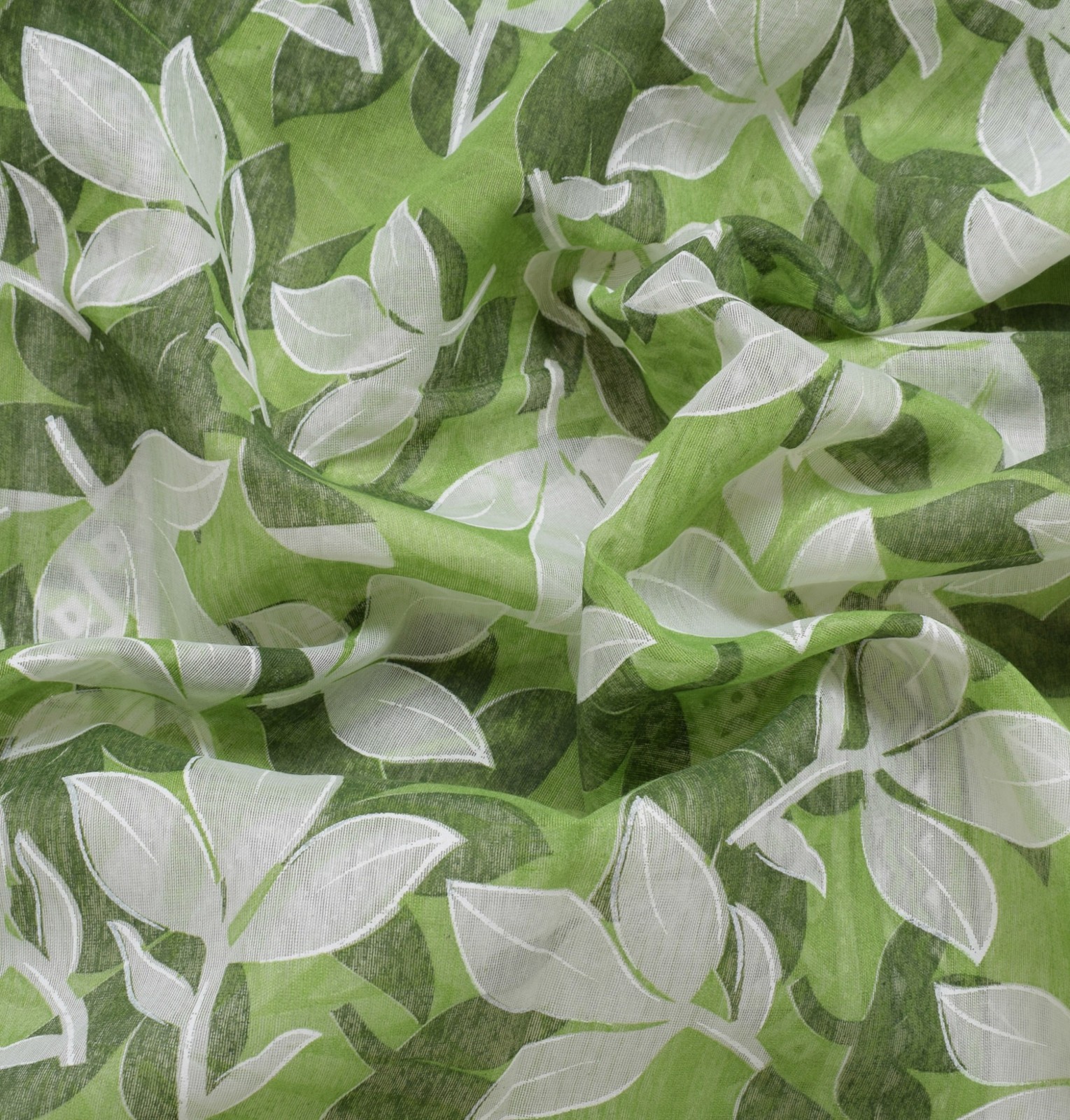 Sushila Vintage Green Saree Blend Cotton Printed Floral Soft Craft 5 Yard Fabric