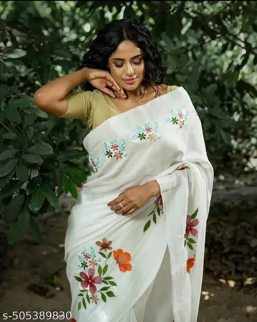 Women’s Cotton Linen saree with Separate Blouse Piece