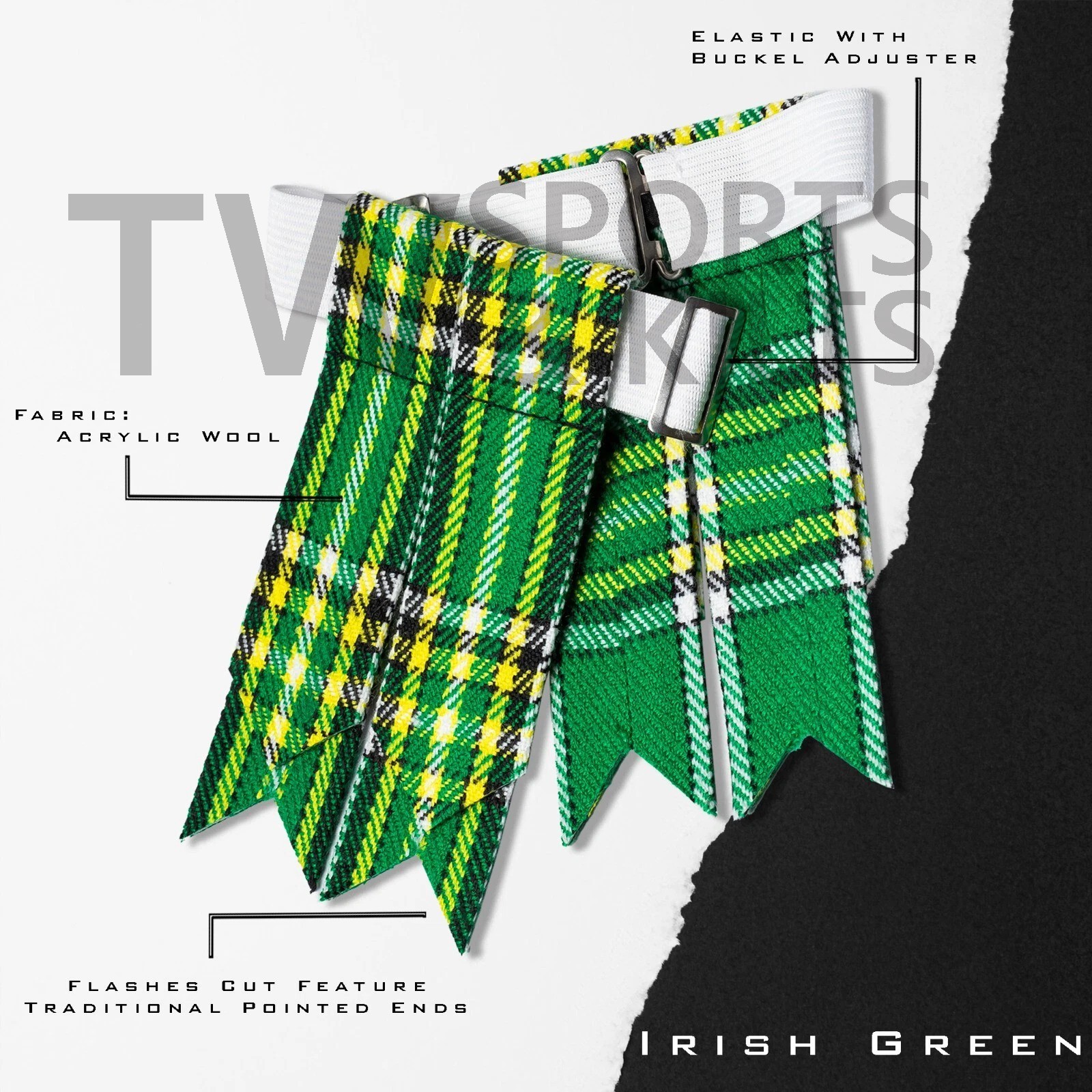 Scottish Men’s Outfit Irish Green Tartan Kilt Set – 10 Pieces Kilt Accessories