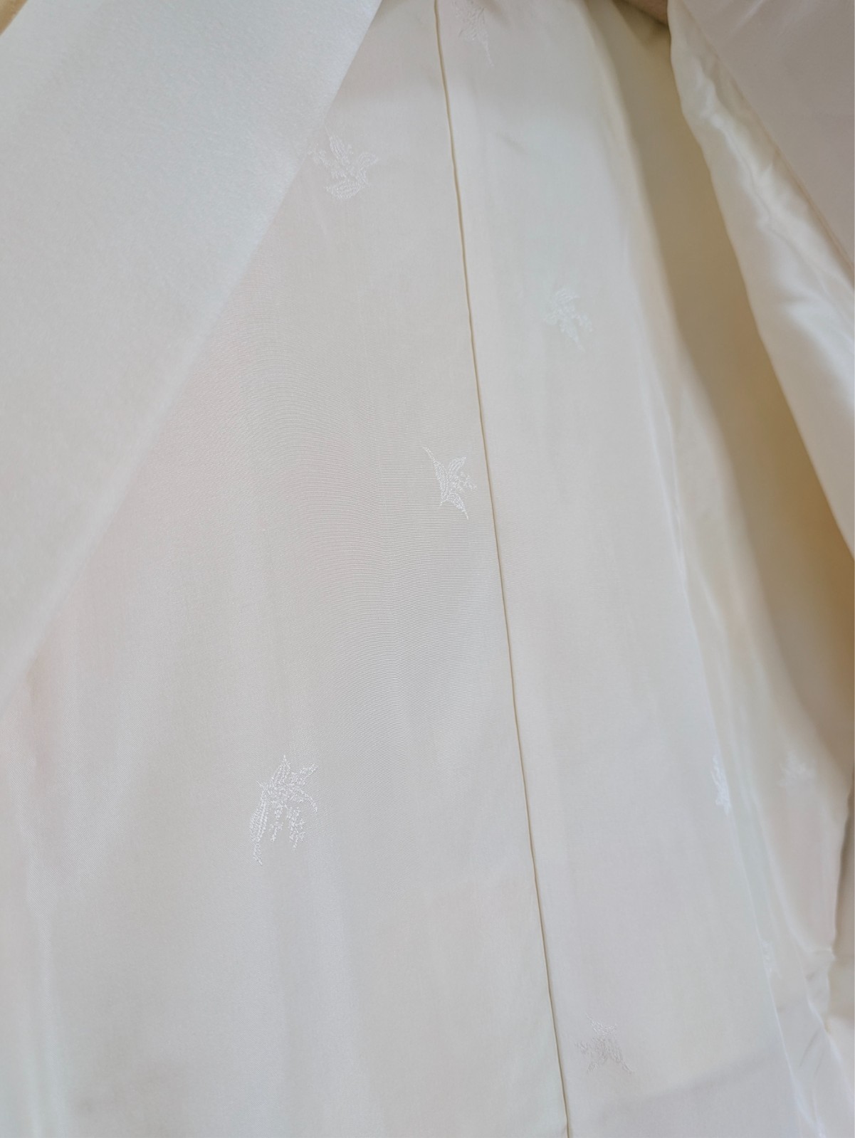 Silk Kimono Lounge Robe Juban Beige Woven-in Japanese Undergarment Nightwear