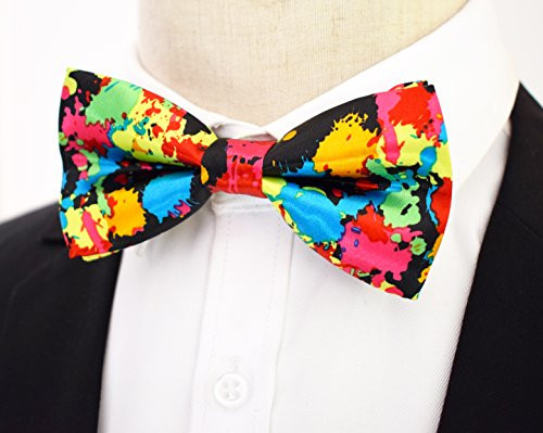 Mens Handmade Stylish Patterned Pre-Tied Bow Ties M126 Blue Orange Red