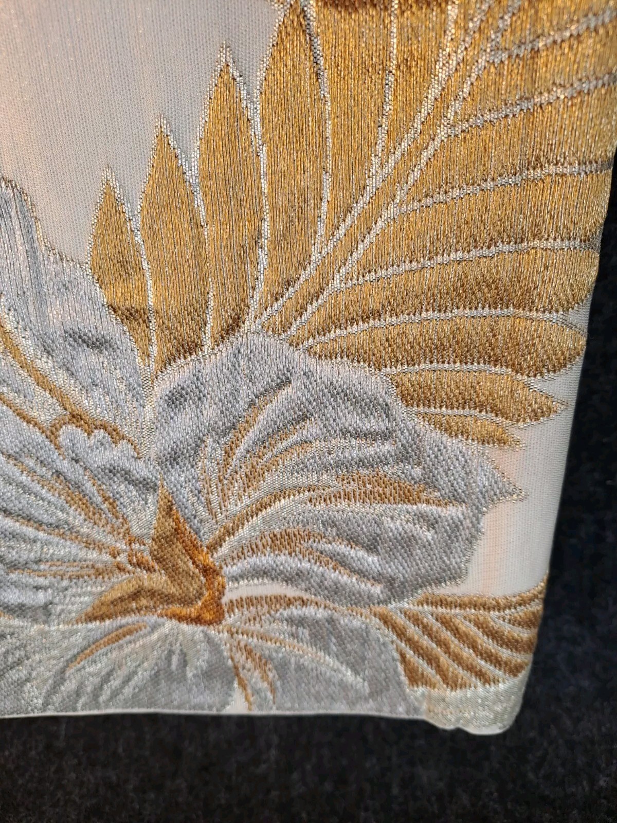 Japanese Nagoya Obi Kimono Belt Silk Gold Floral Vintage 400cm