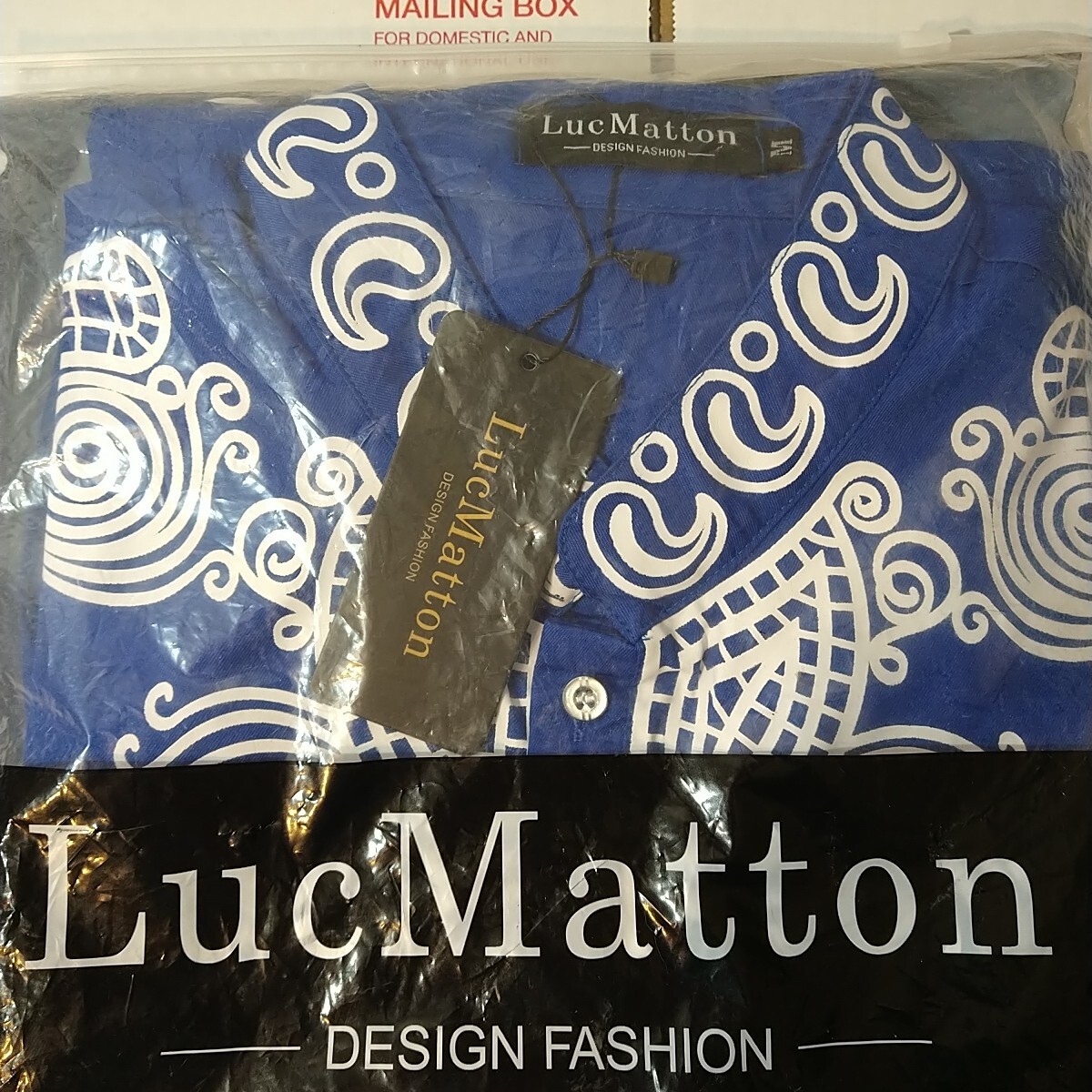 LucMatton African 2 Piece Set Long Sleeve ROYAL BLUE Print Dashiki and Pants MED