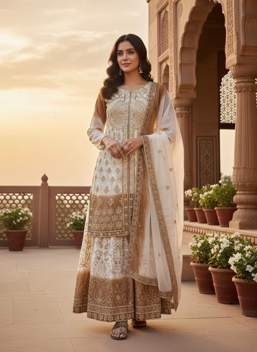 Upcoming Festival Wear Kurta Palazzo Set, Indian Women Salwar Kameez Readymade