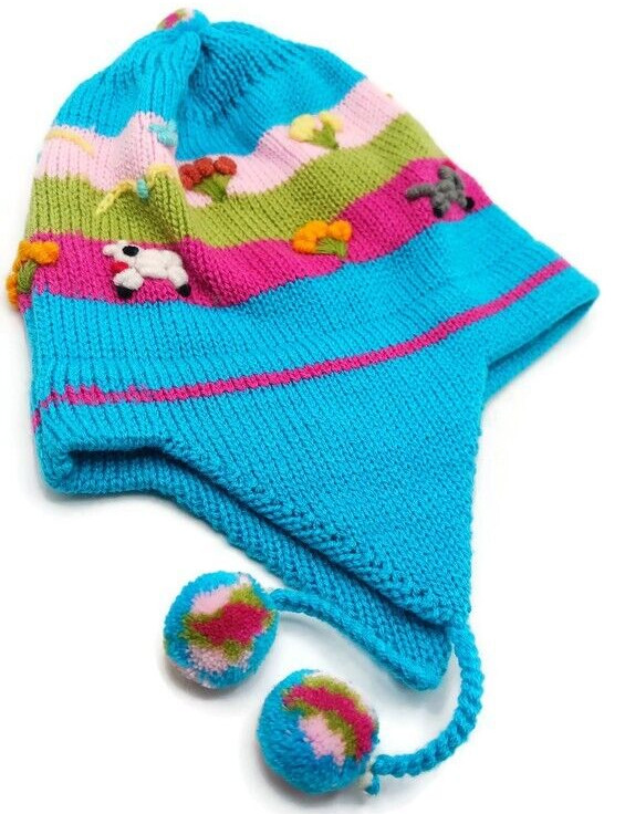 Handmade Chullo for kids – Peruvian Warmer hat for Winter knitting in Woll