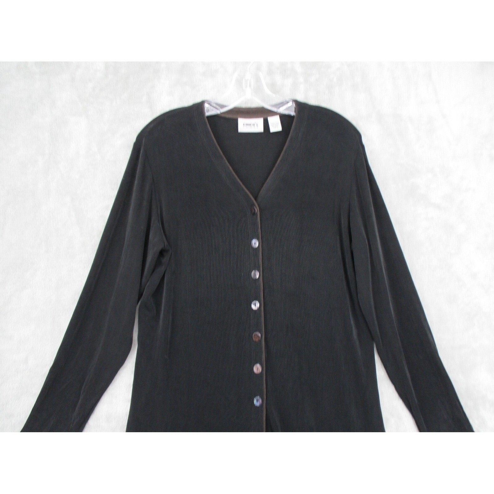 Chicos Blouse 1 US Medium Travelers Slinky Knit Minimalist Travel Topper Stretch