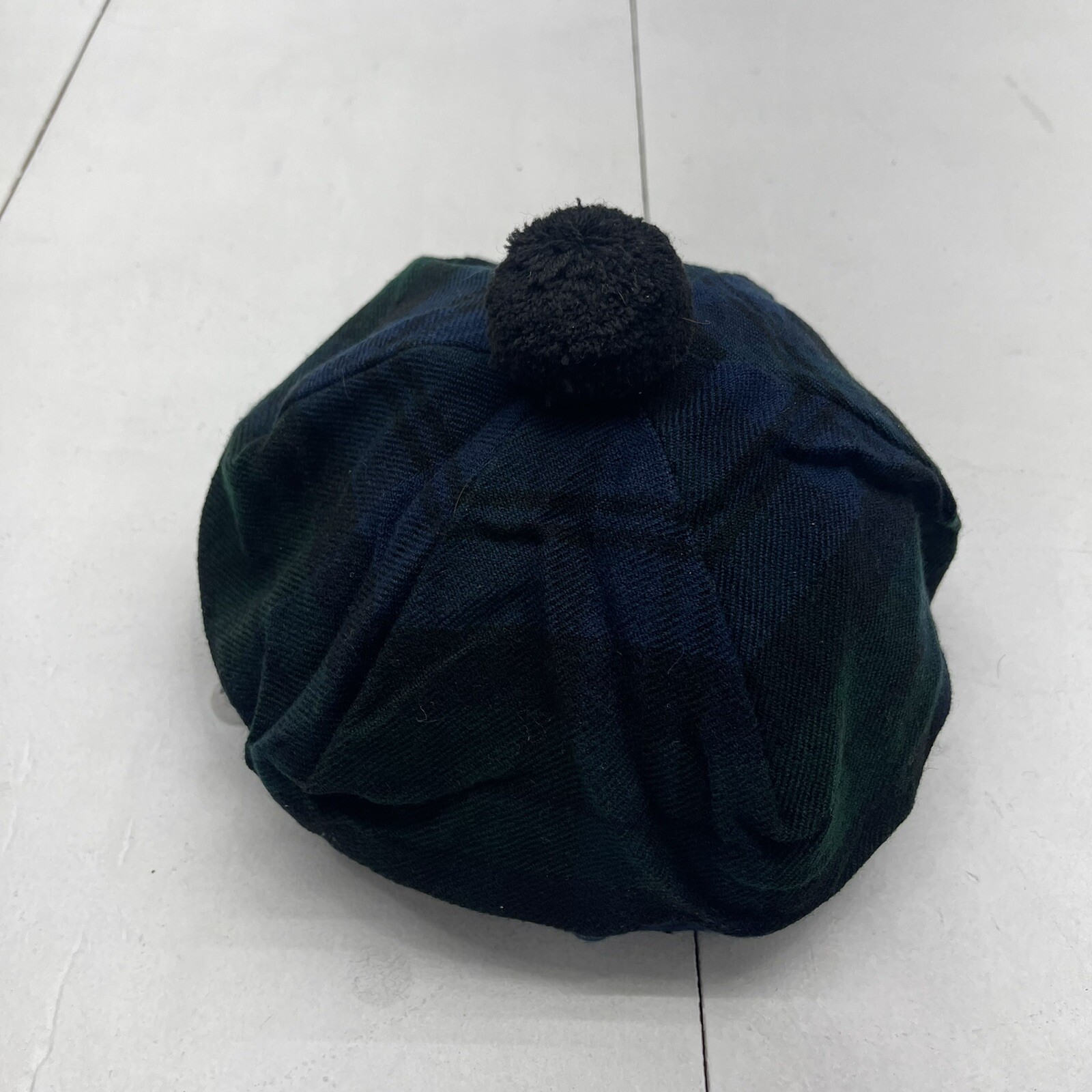 Tam O Shanter Umam Acrylic Wool Bonnet Hat Blue Green Plaid