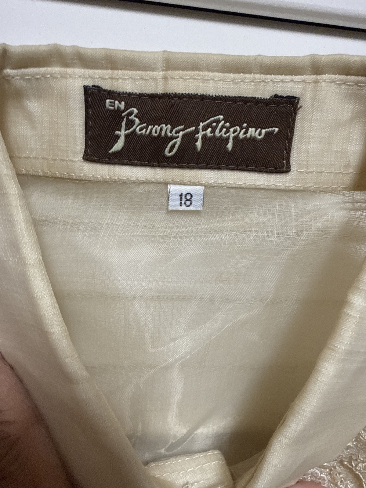 Barong Tagalog Boys’ Youth Cream Formal Dress Shirt Size 18
