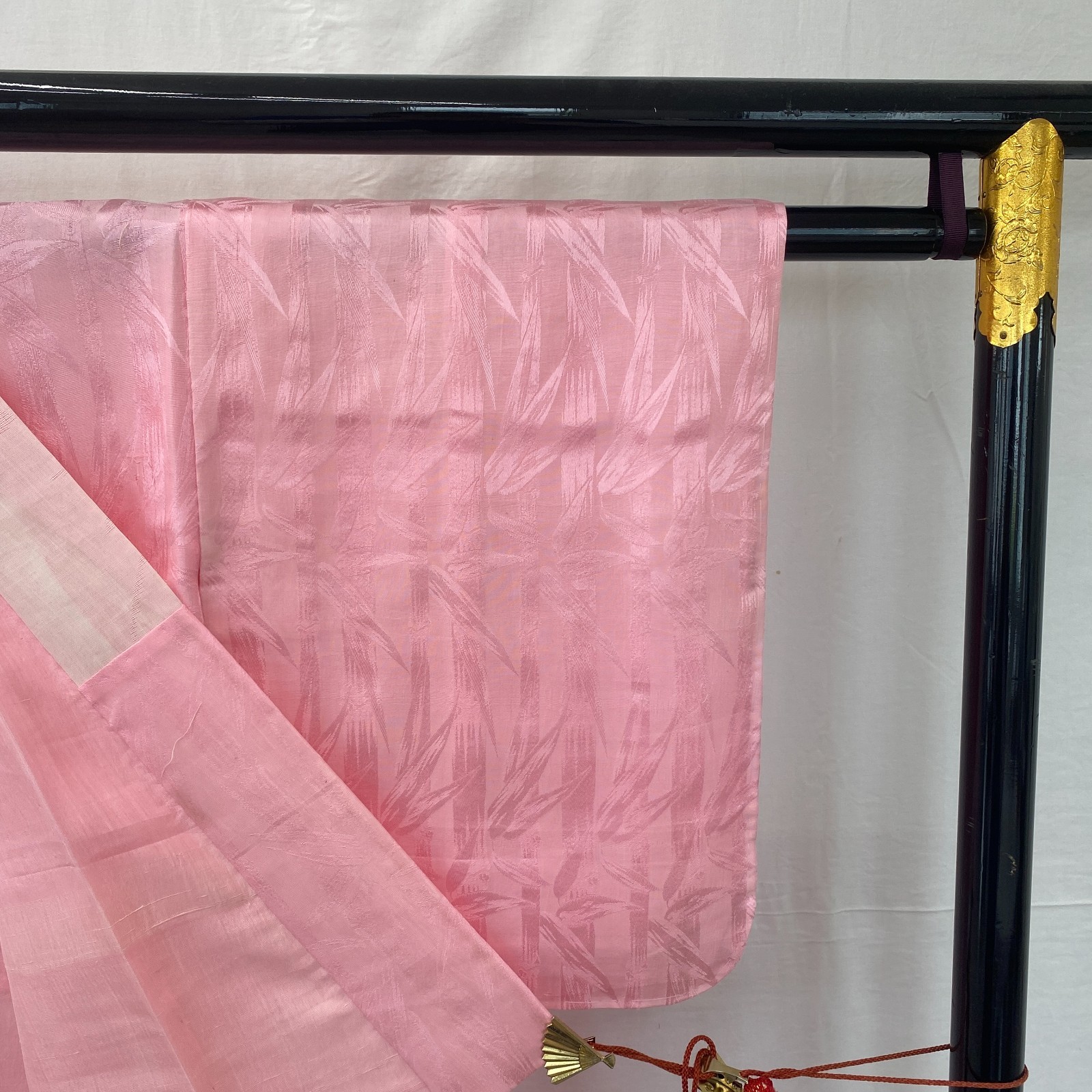 Japanese Vintage Kimono Polyester Pink No Lining Traditional Length 48 in