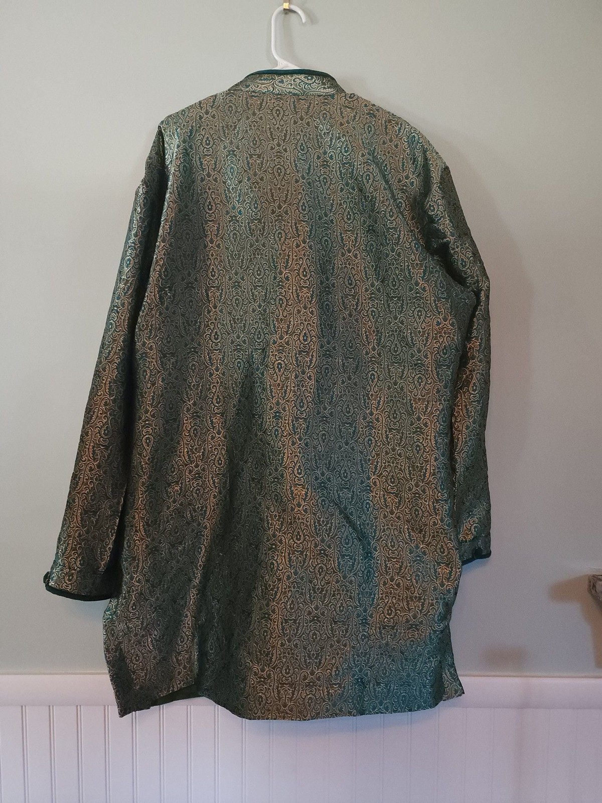 Men’s Traditional Indian Brocade Sherwani Kurta Jacket Green Gold