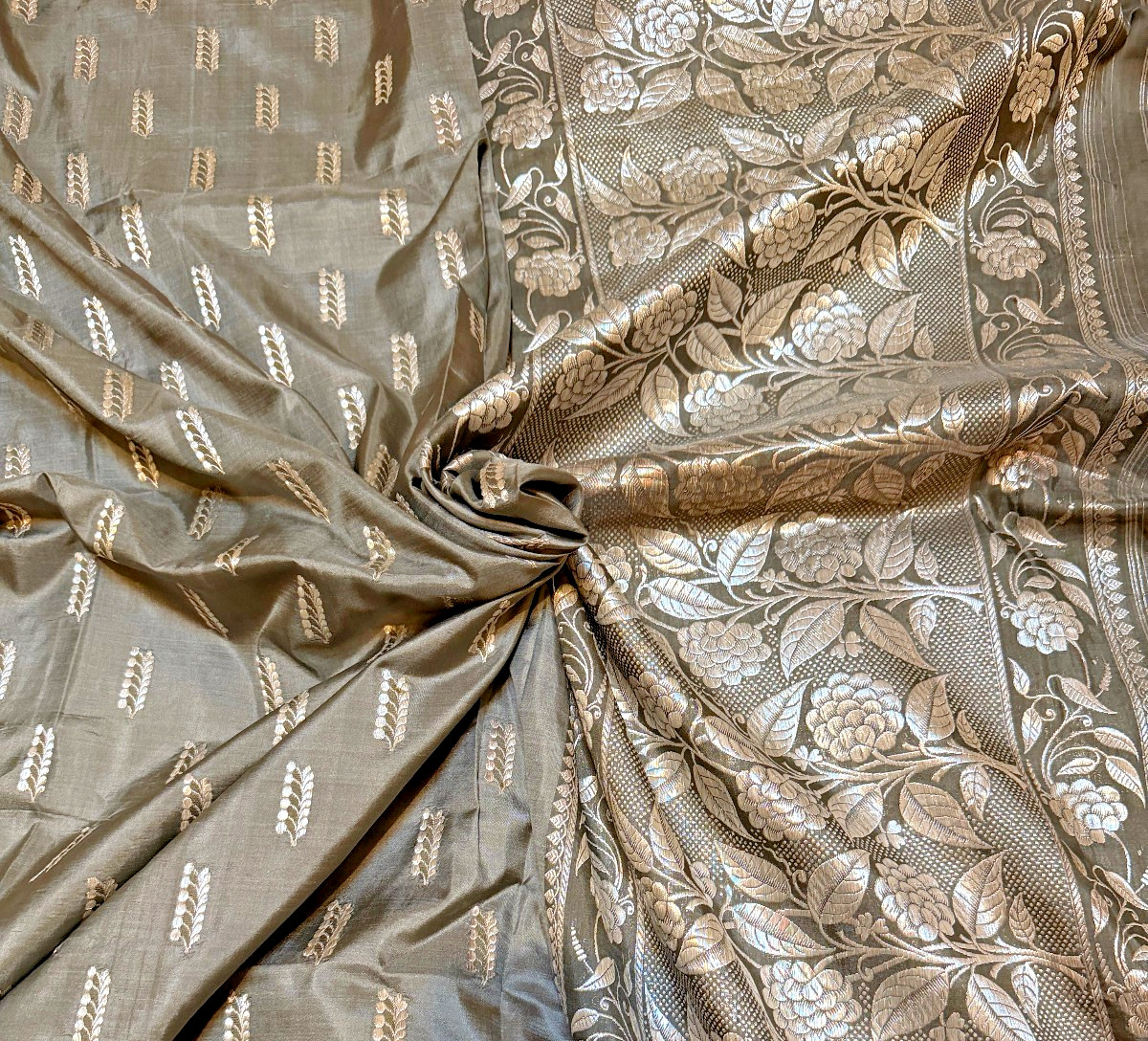 VTG Indian 100% SILK/SILVER THREAD! Sari ZARI Woven Saree 5yd X 1.25yd