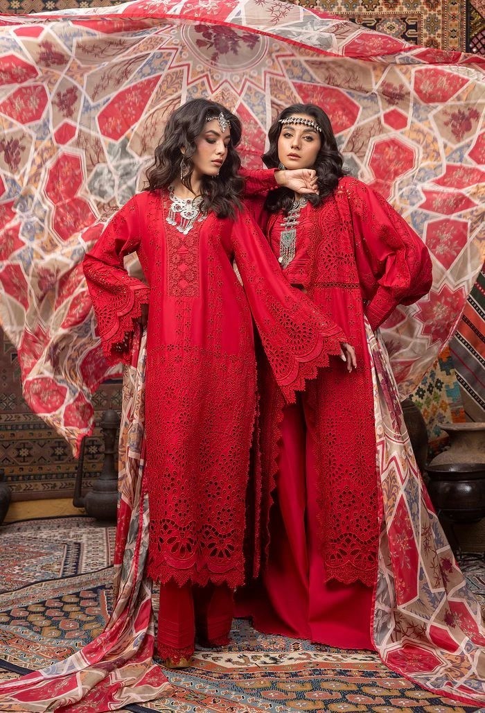Charming Schiffli Dissolved Embroidered Lawn Suit with Digital Print Silk Dupata