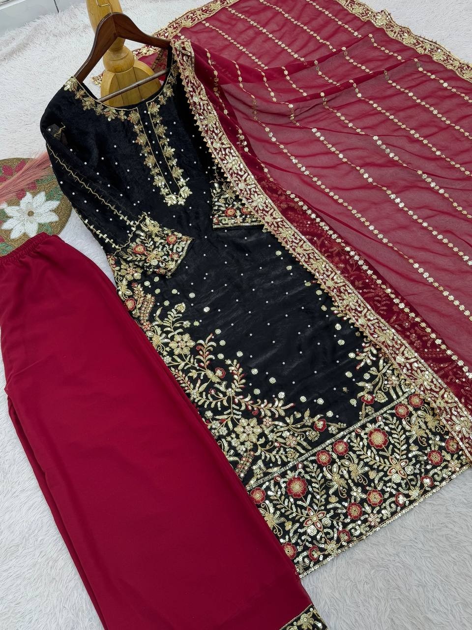 Heavy Reception Wear Heavy Fancy Micro Silk Salwar Kameez With Dupatta For Women