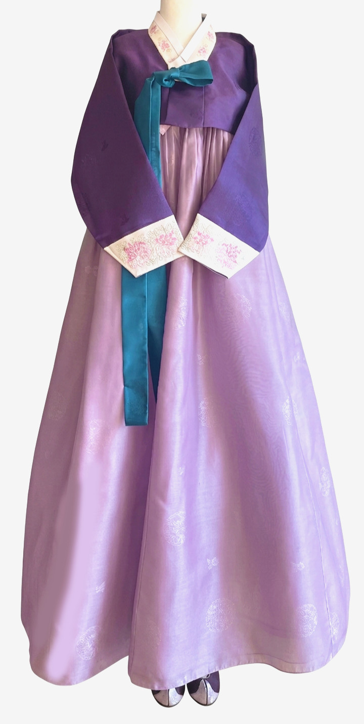 Korean Traditional Dress Hanbok Set-Purple Top Lavender Skirt / Undergarments
