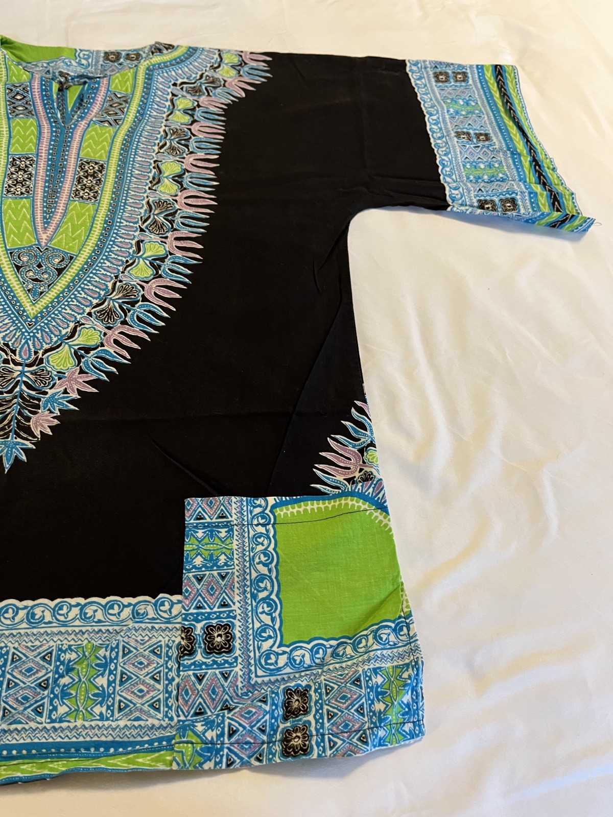 Dashiki African Shirt 100% Cotton Unisex Blue Green Pink Black