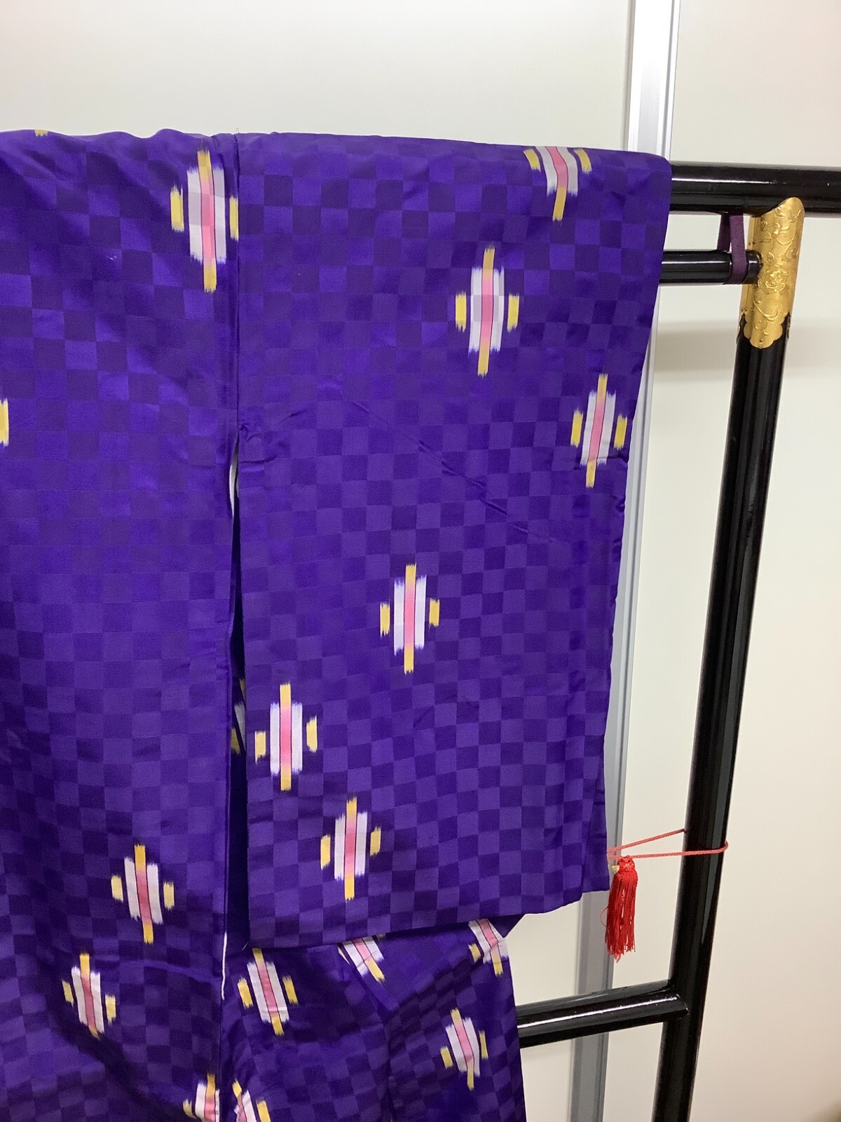 Japanese Vintage Kimono polyester blue purple tradition Height 59.84inch