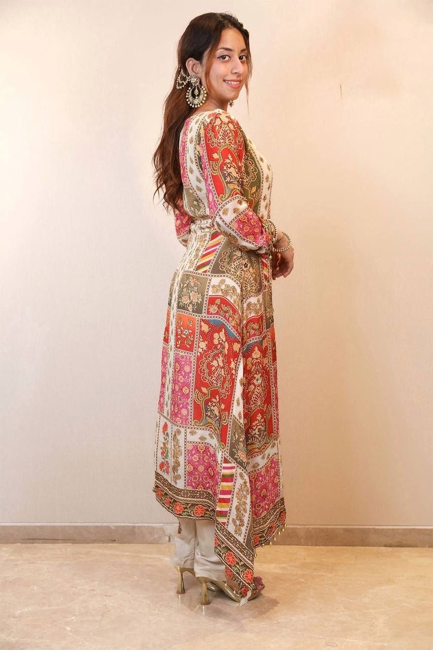 Indian Designer Beautiful Kurti Pant Set Bollywood Wear Salwar Kameez Suit Set