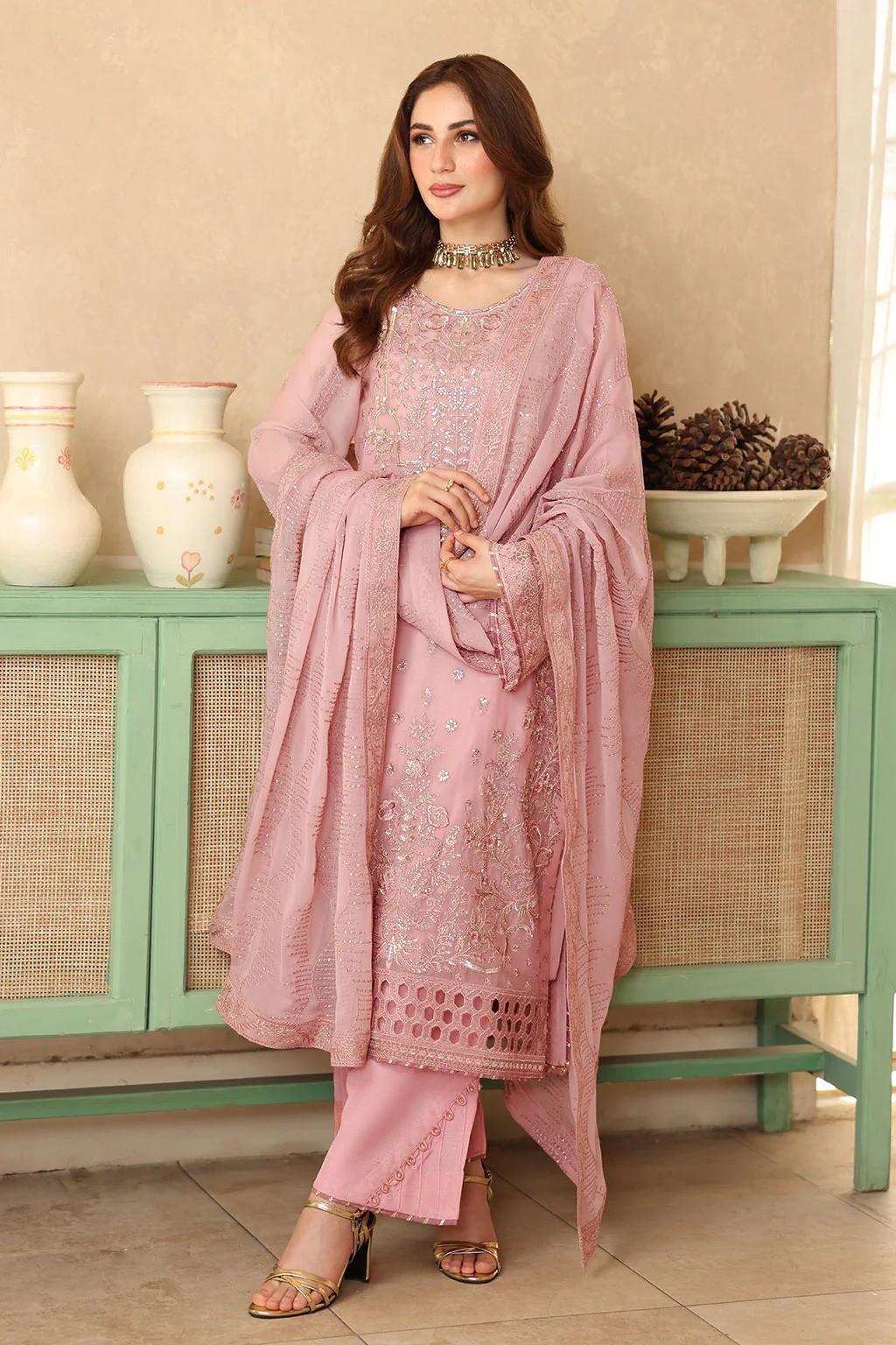 Elegant Embroidered Shalwar Kameez 3 piece Stitched
