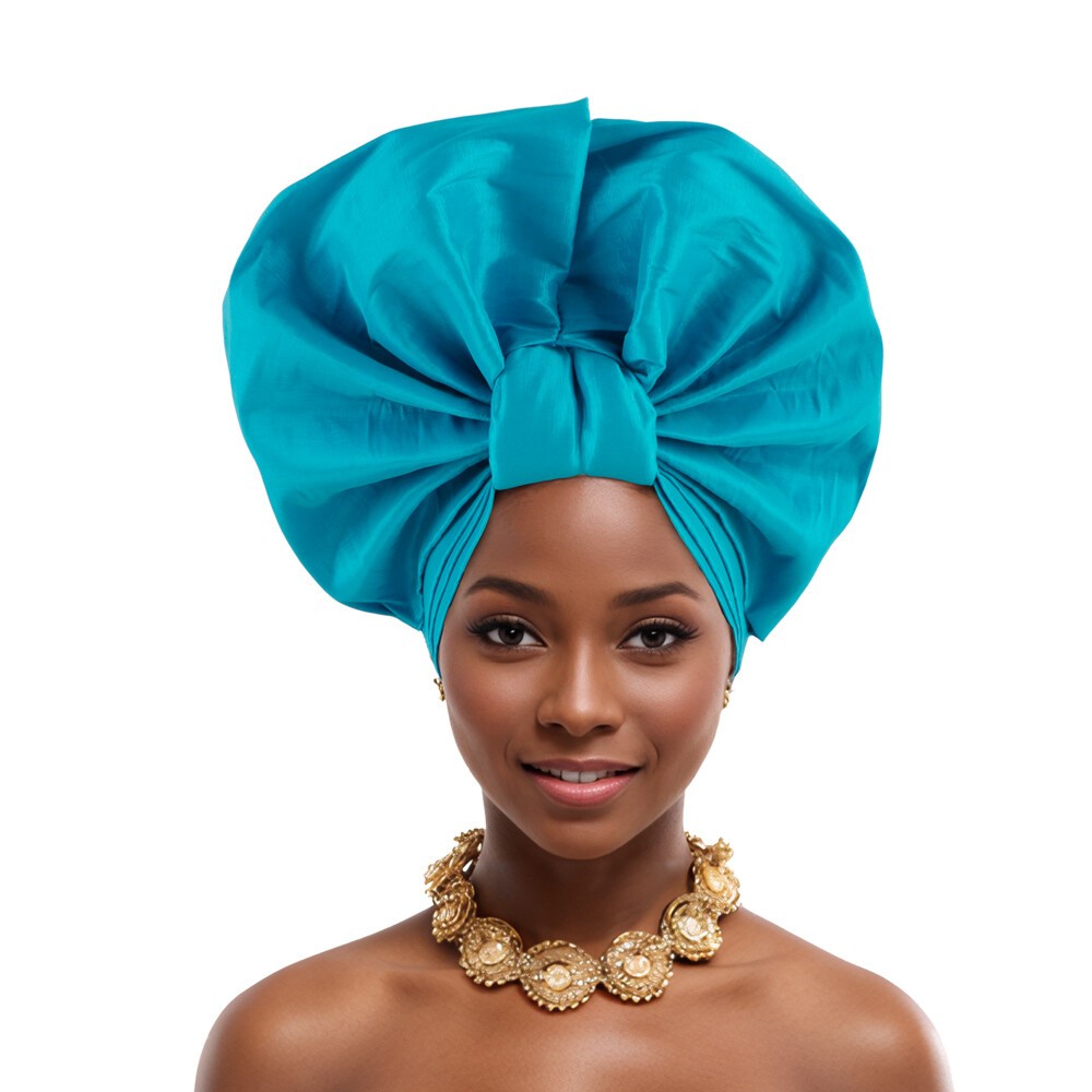 African Women Hijab Headtie Nigerian Auto Gele Wedding Party Hat Turban Aso Oke