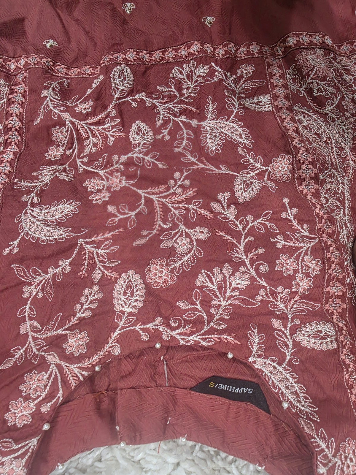 SAPPHIRE Pakistanj Embroidered Kurta Shirt & Broche Jacquard Dupatta Set Size S