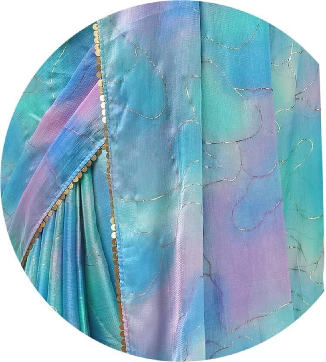 Printed, Color Block, Embellished Bollywood Chiffon Saree