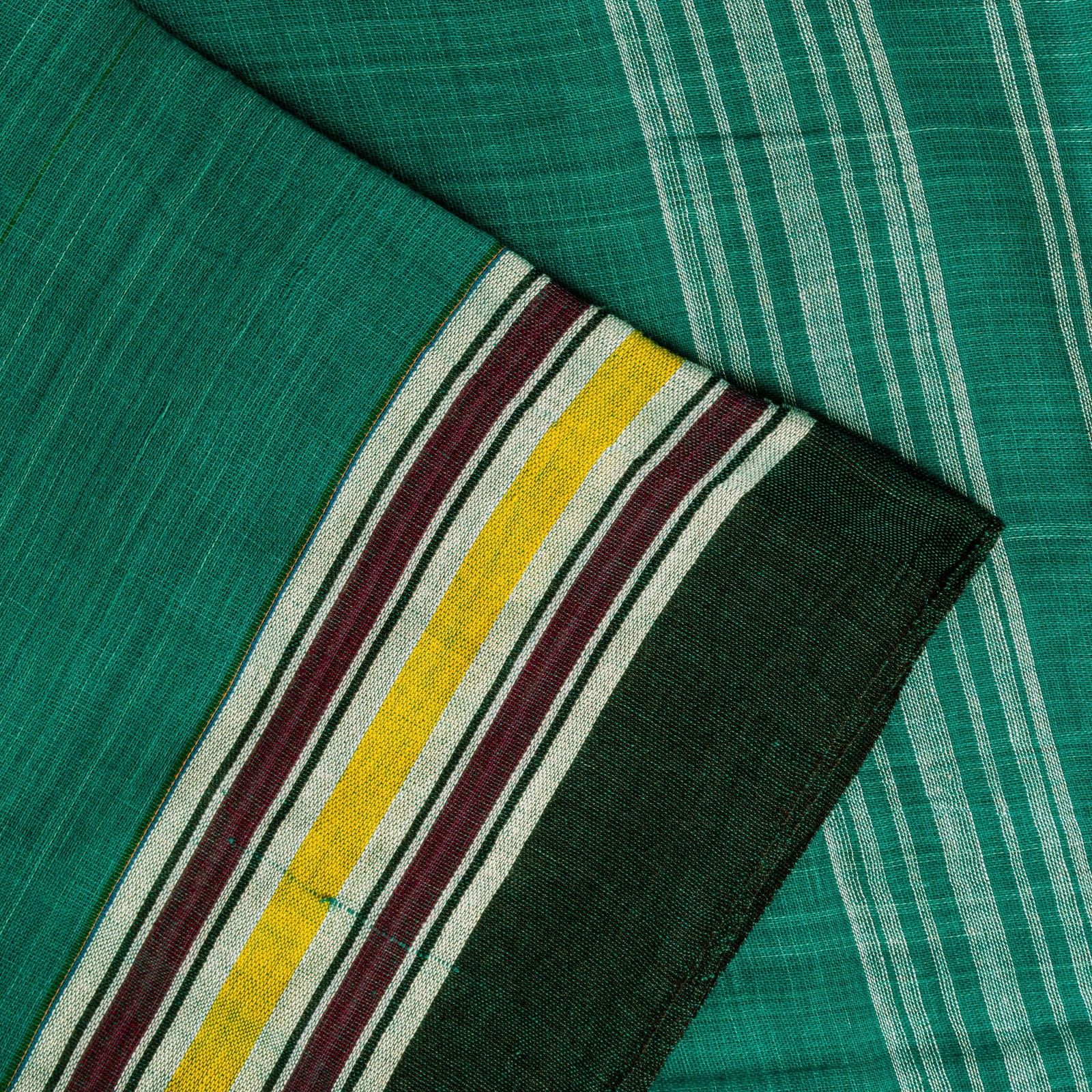 Sanskriti Vintage Blue 100% Pure Cotton Saree Tant Hand Woven Bengali Sari 5.5Yd