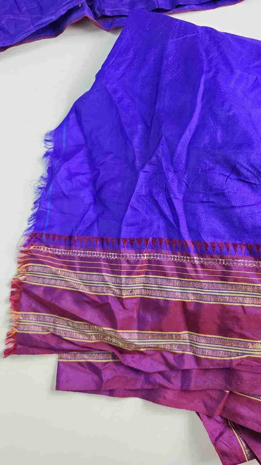 Purple Silk Indian Saree With Matching Blouse – Red & Gold Border Detailing