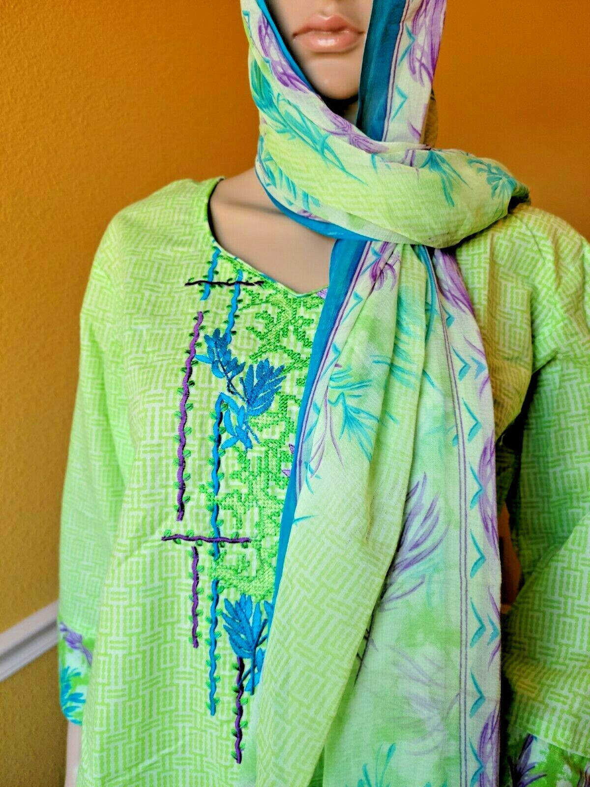 Ready Made Cotton palazzo Salwar Kameez With beautiful embroidery size 44 inch