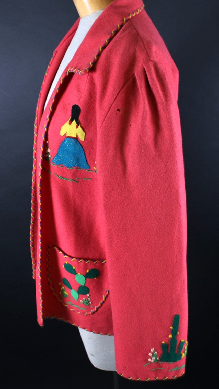 Vintage 1940s Mexican Mexico Wool Souvenir Jacket Women’s Size Medium