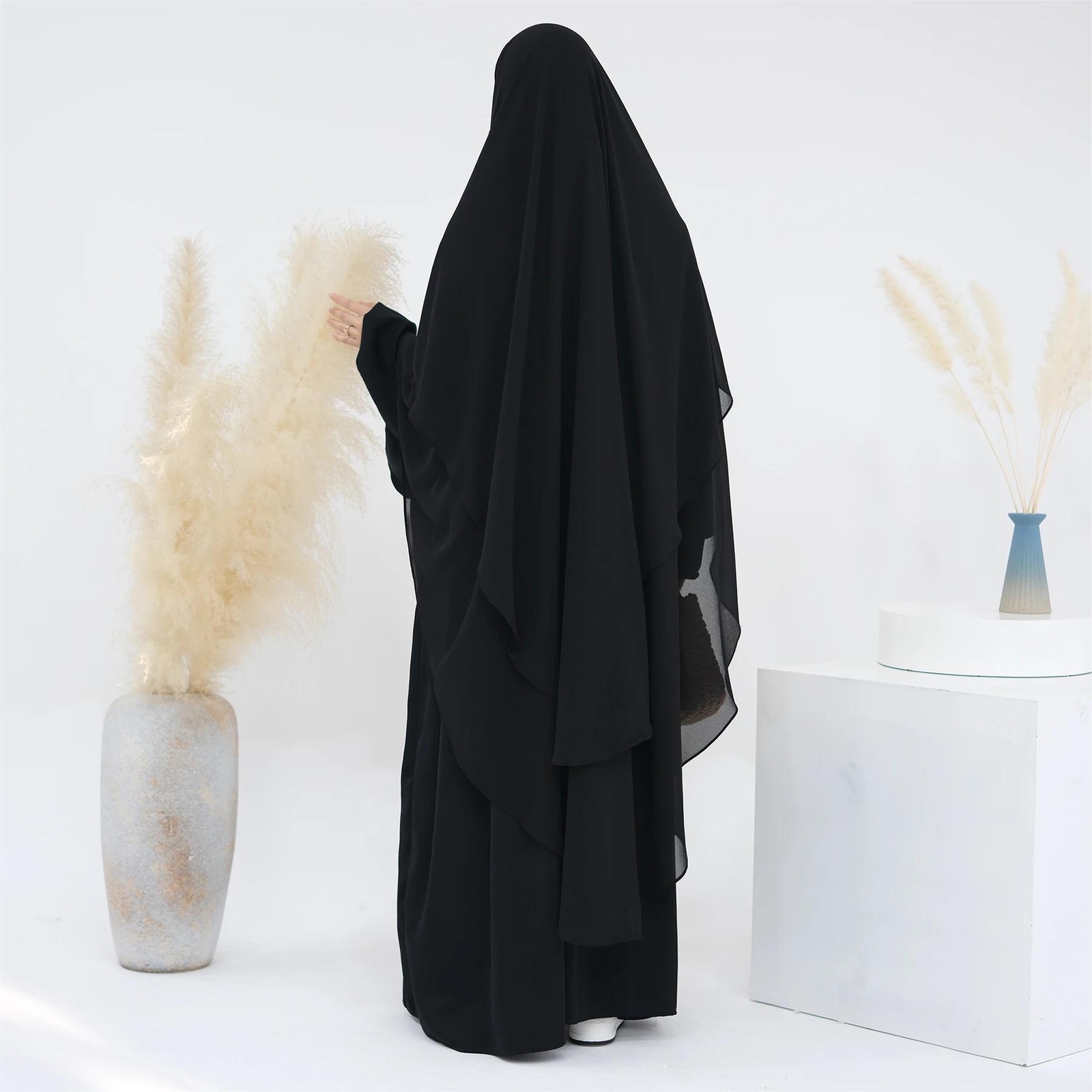 Modest Muslim Women Chiffon Khimar Overhead Hijab Prayer Abaya Long Tops Dress