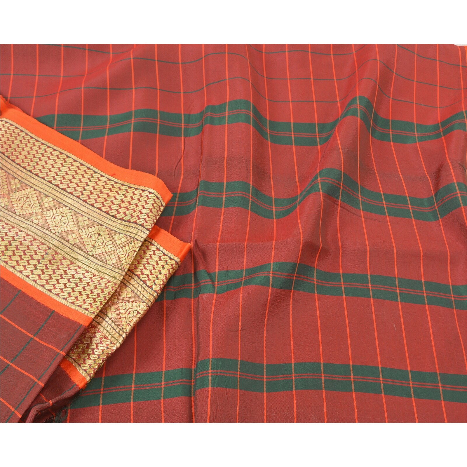 Sanskriti Vintage Dark Red Indian Sarees Blend Silk Woven Premium Sari Fabric