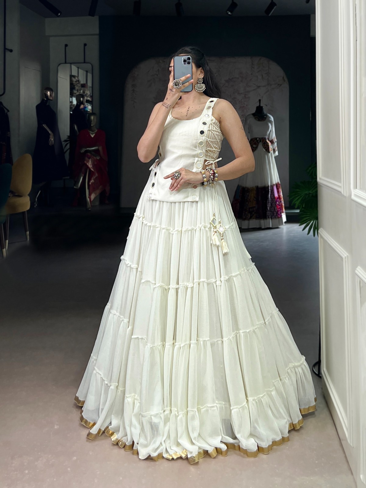 Women’s Ethnic Lehenga Choli Koti Navratri Dandiya Traditional Outfit