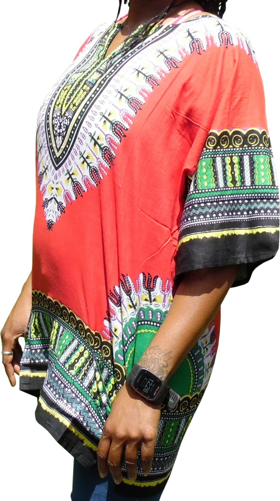 Womens RED Dashiki Shirt African Blouse Top Rap Rapper ~ FAST SHIPPING