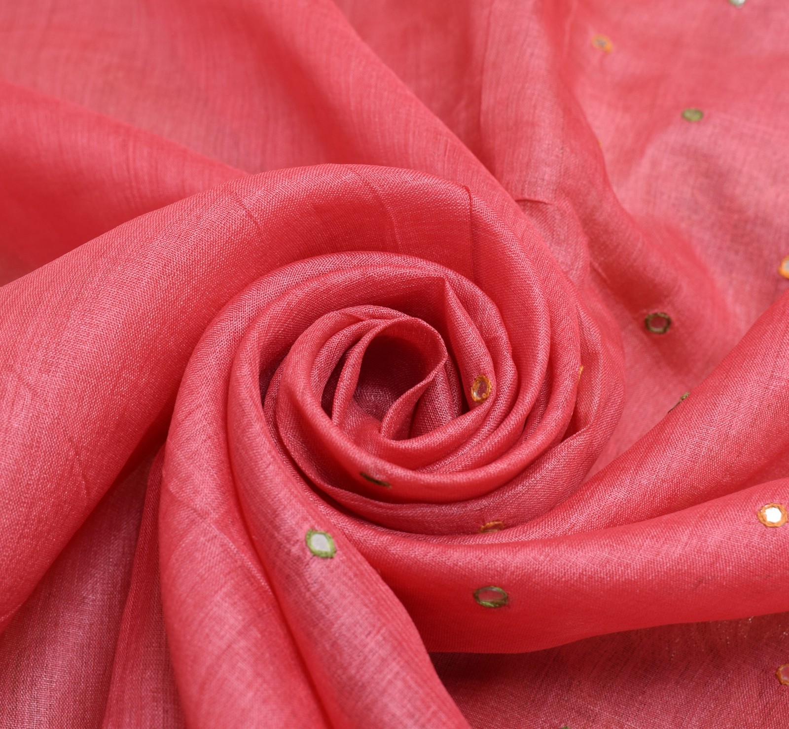 Sushila Vintage Pink Saree 100% Pure Tussar Silk Woven Mirror Work Sari Fabric