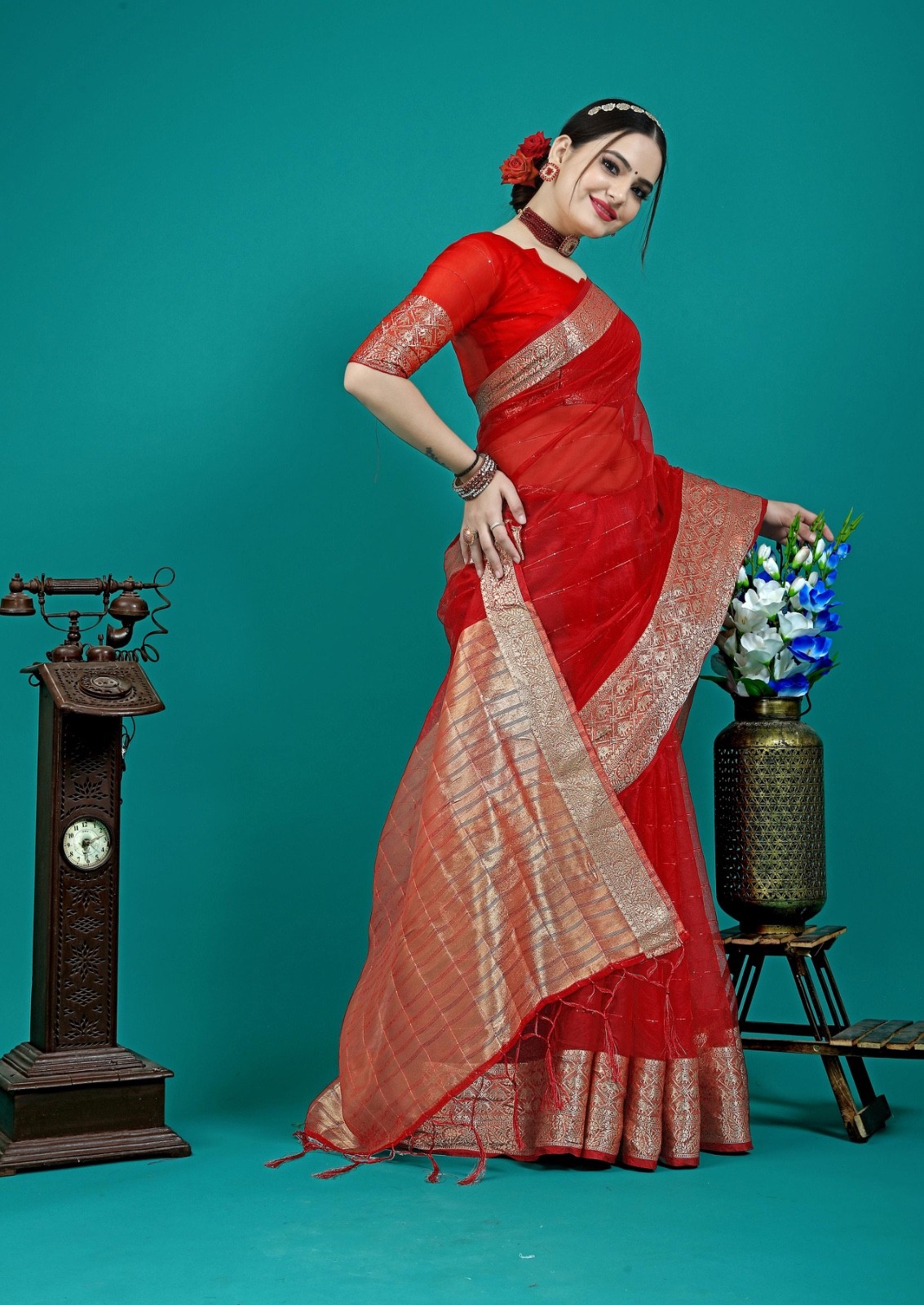 Designer Sari Bollywood Bridal Silk Saree Blouse South Indian Ethnic Ready made