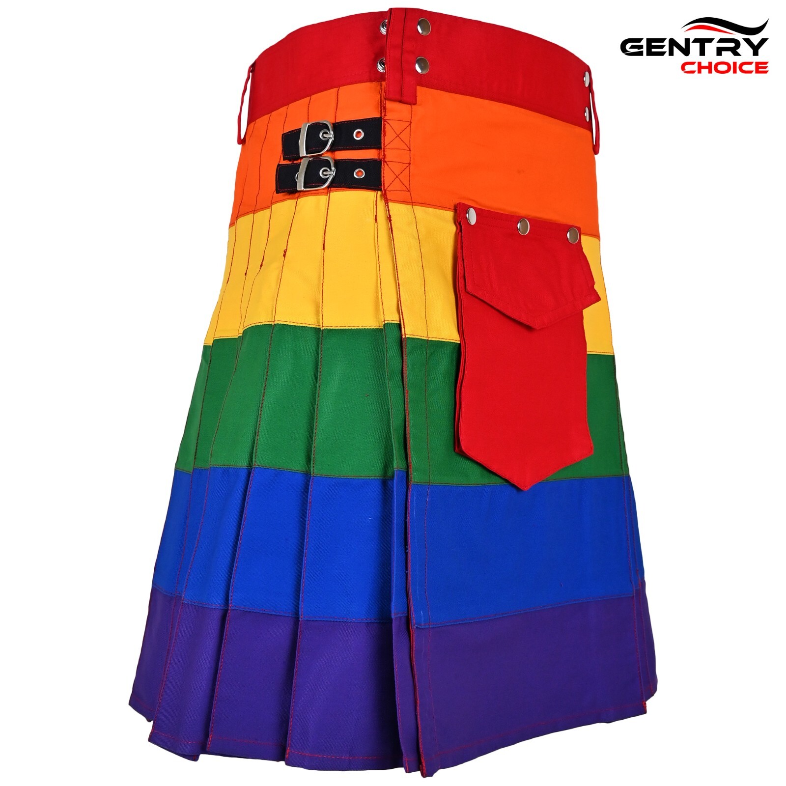Hybrid Cargo Kilt Rainbow Round Pleated Kilt Traditional Highlander Outfit