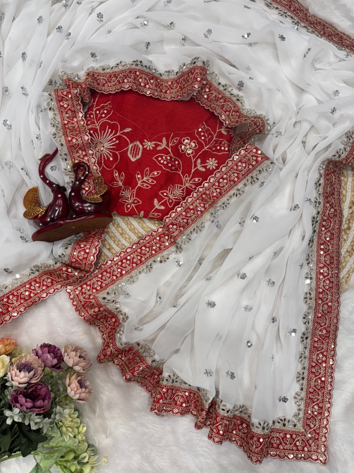 Heavy Georgette Party Wear Wedding Saree & Blouse,Bollywood star Trending saree