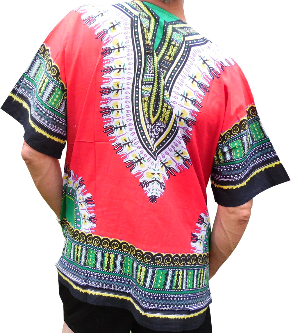 Mens RED Dashiki Shirt African Blouse Top Rap Rapper ~ FAST SHIPPING