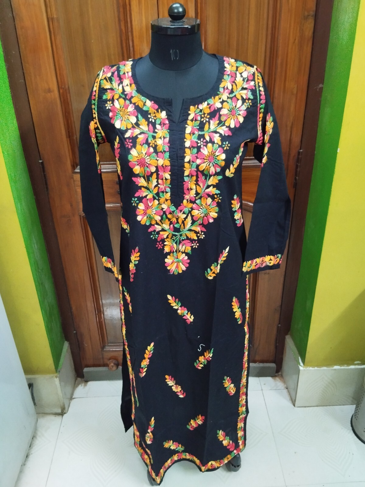XS S M L XL 2XL 3XL 4XL HANDMADE 100% COTTON TOP KURTI ETHNIC CHIKAN EMBROIDERY