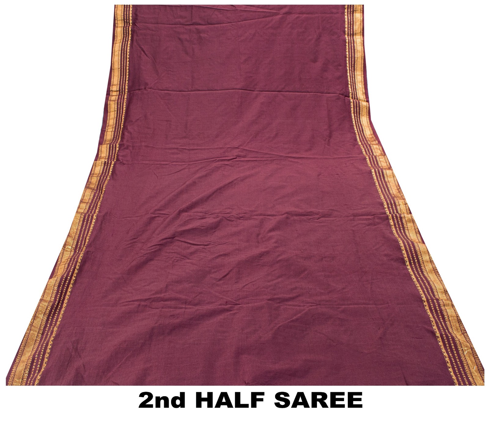 Sanskriti Vintage Purple Sari Blend Cotton Hand-Woven Sarees 6.5 Yd Craft Fabric