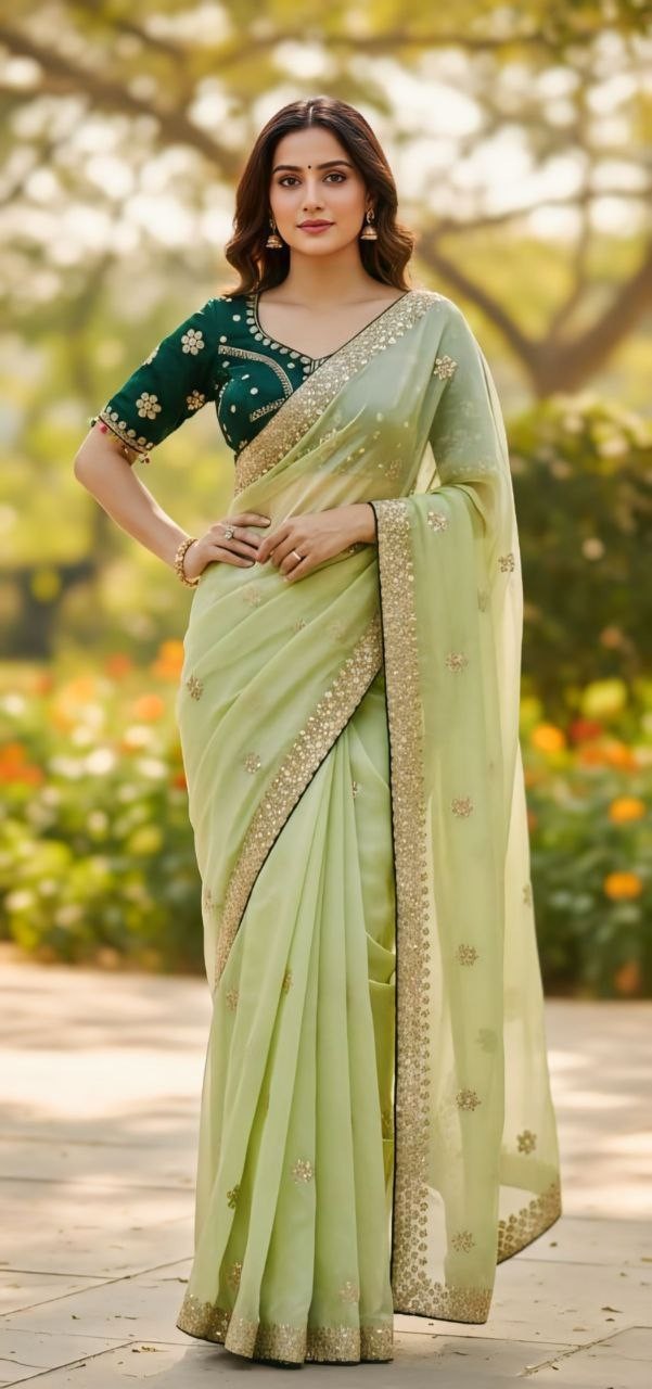 Designer Sari Bollywood Bridal Silk Saree Blouse South Indian Wedding Ready Made
