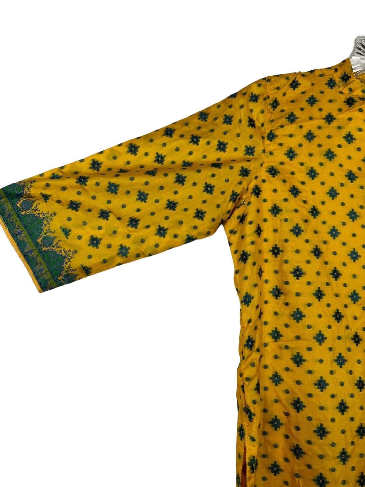 Salwar Kameez Yellow w Blue Purple Embroidery Suit Tunic Pants Dupatta Size XS