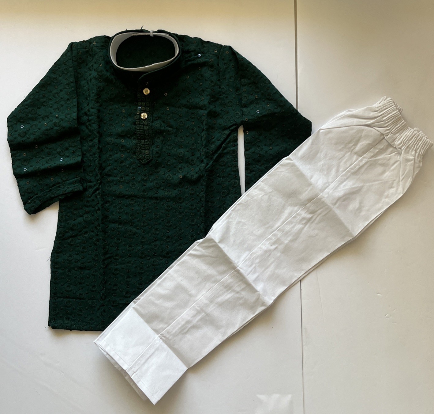 AJ DEZINES Kids Cotton Sequined Indian Chikankari Kurta for Boys Size 30