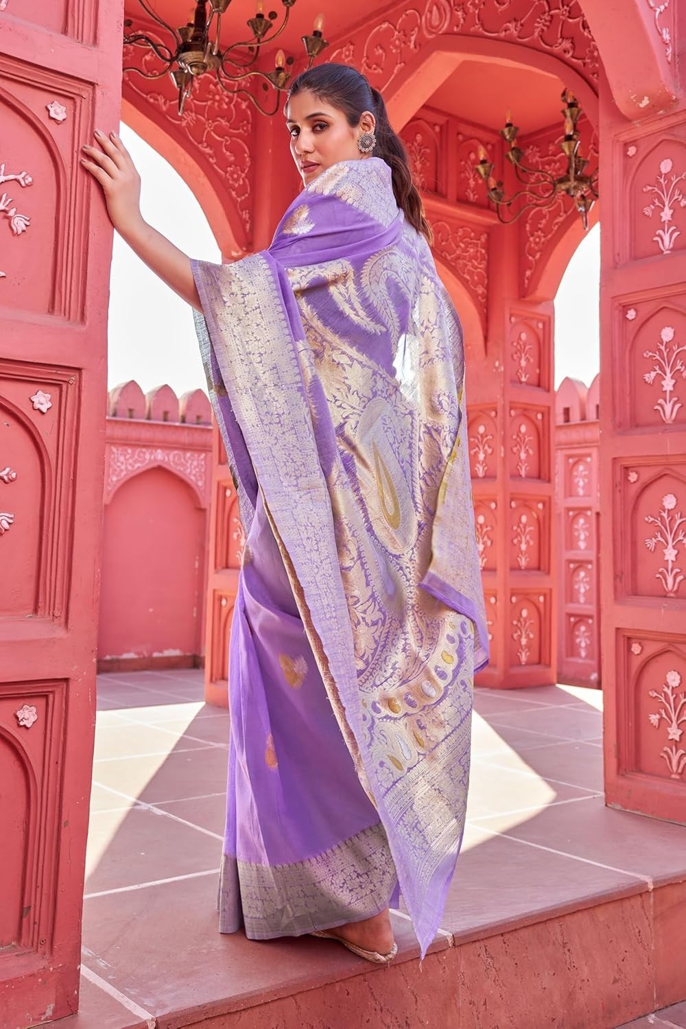 Womens Kanjivaram Banarasi Silk Saree Patola saree with Unstitched blouse piece