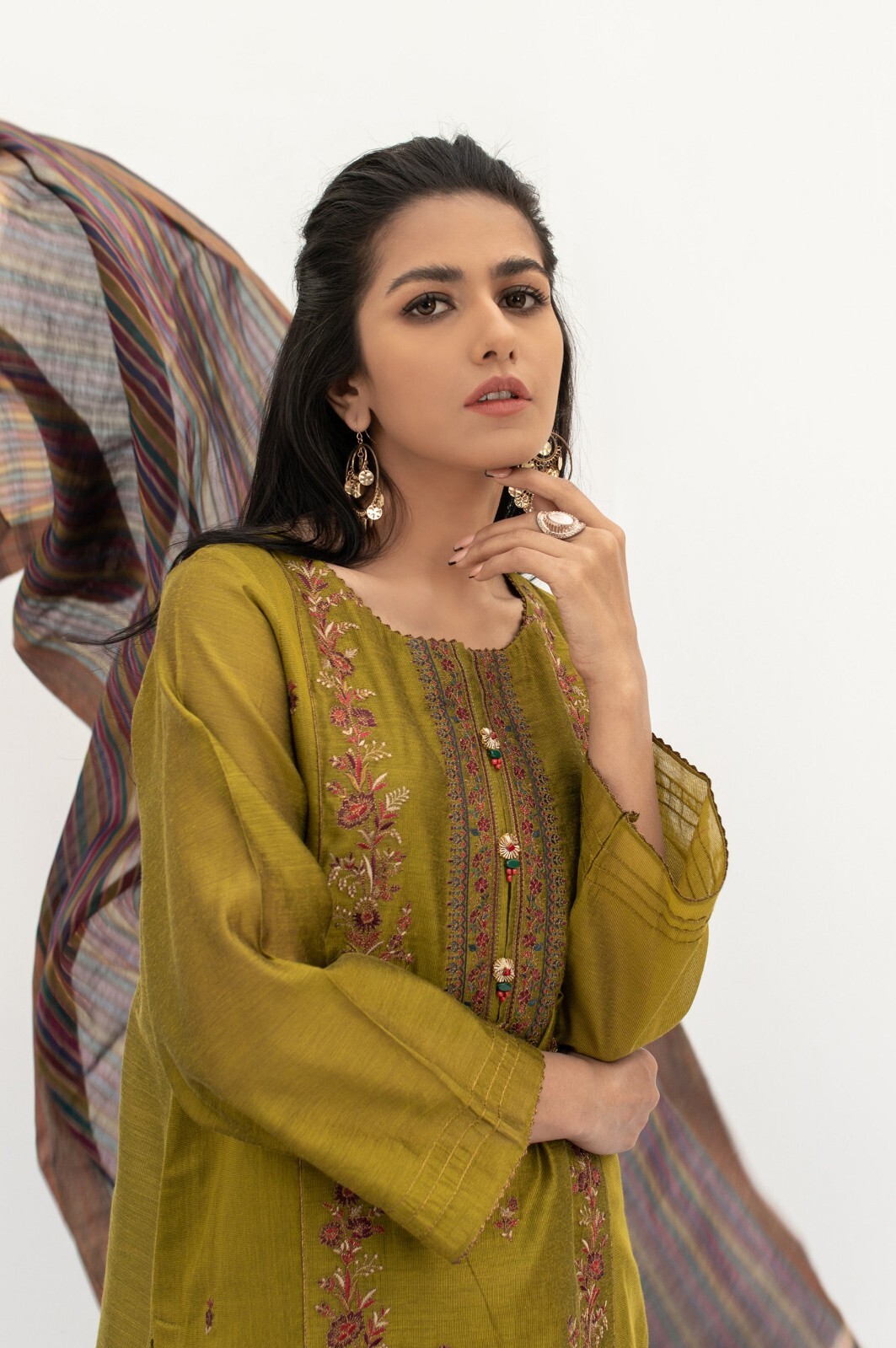 NWT ZEEN WOMAN LUXE 2PC Size S/10 Formal Embroidered Cotton Net Kurti & Dupatta