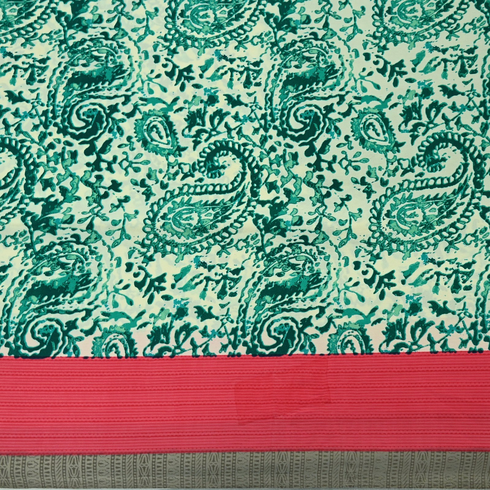 Indian Vintage Sari Pink & Ivory Moss Crepe Printed Sarees 6yd Craft Fabric soft