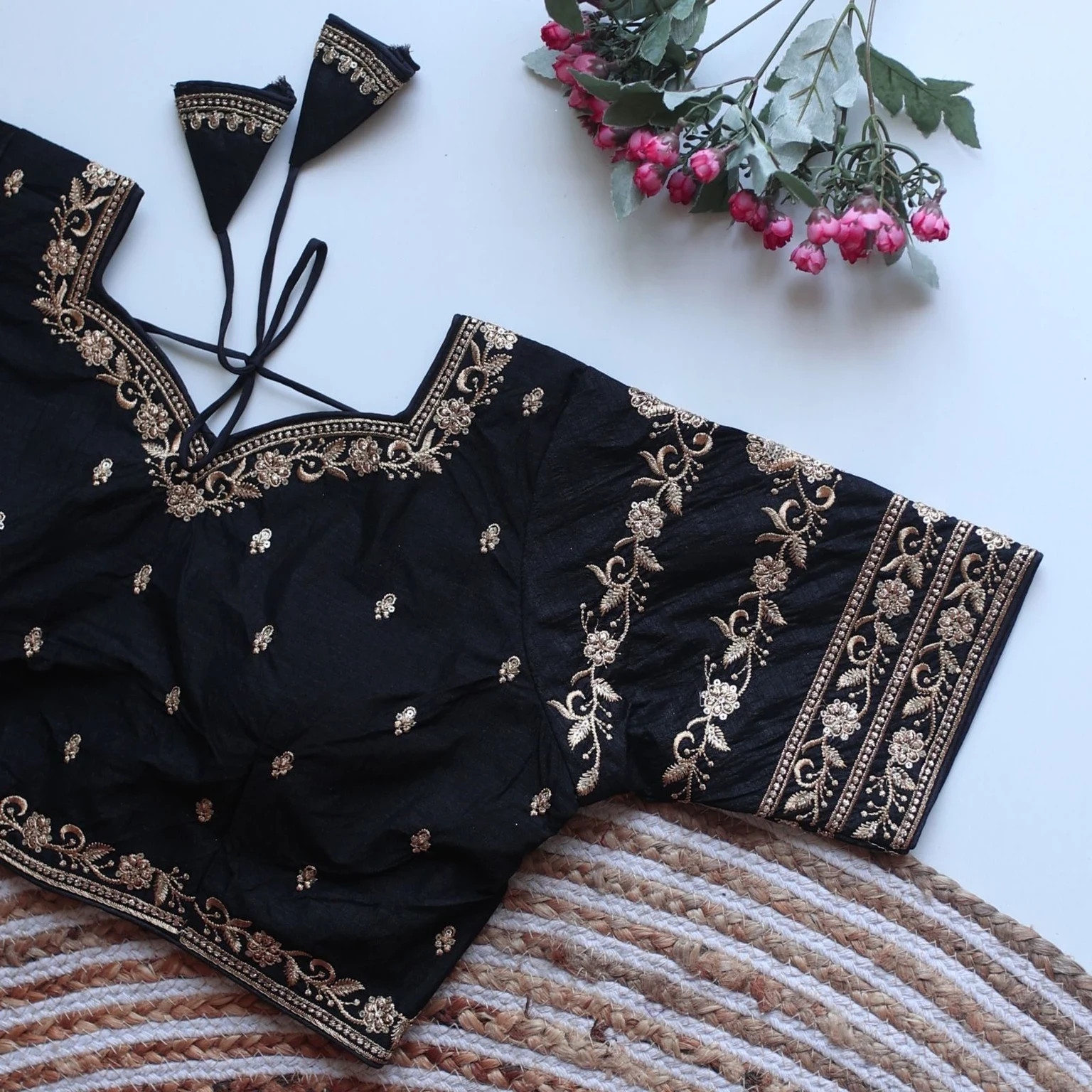 Black Party Wear Silk Blend Blouse Indian Bollywood Women Designer Ethnic Choli