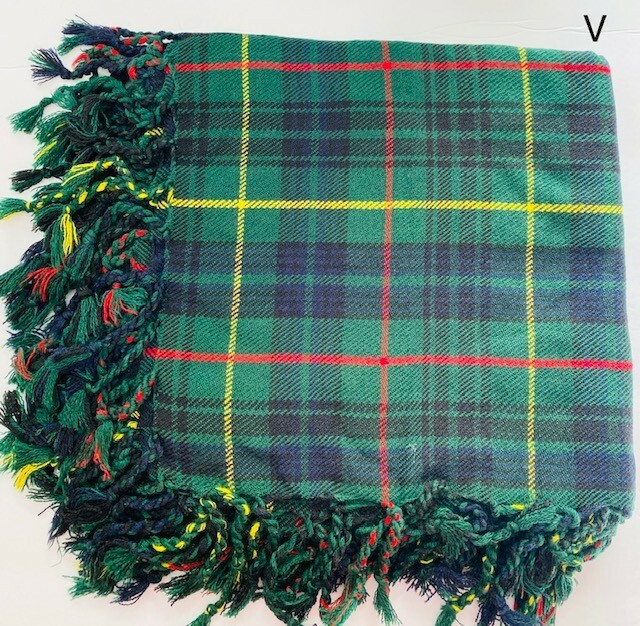 Scottish Traditional Tartan Fly Plaid Hands Fringed Acrylic Wool Scarf Rolled Sh
