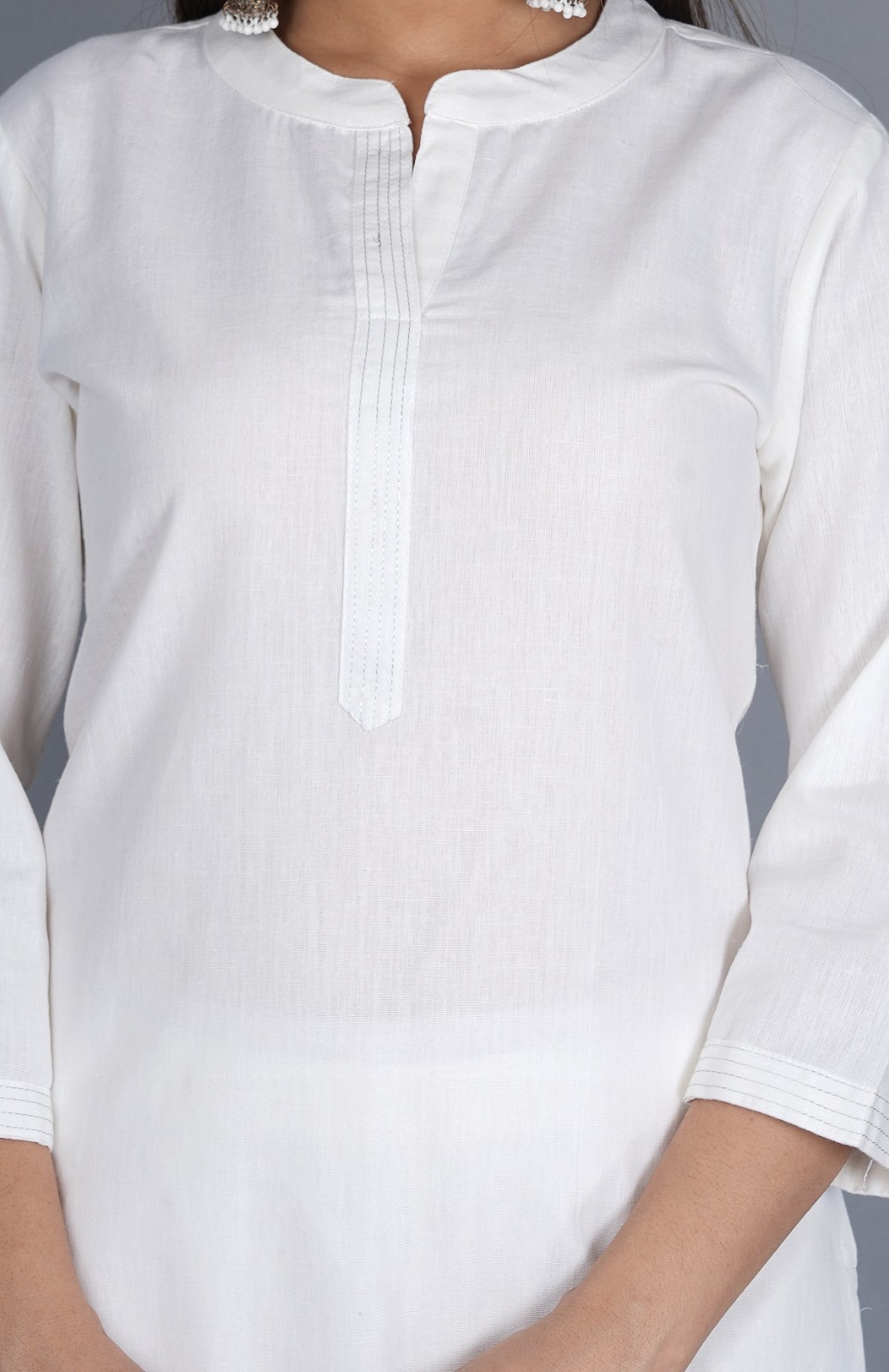 Bollywood Style Women White Cotton Kurta Set with Dupatta